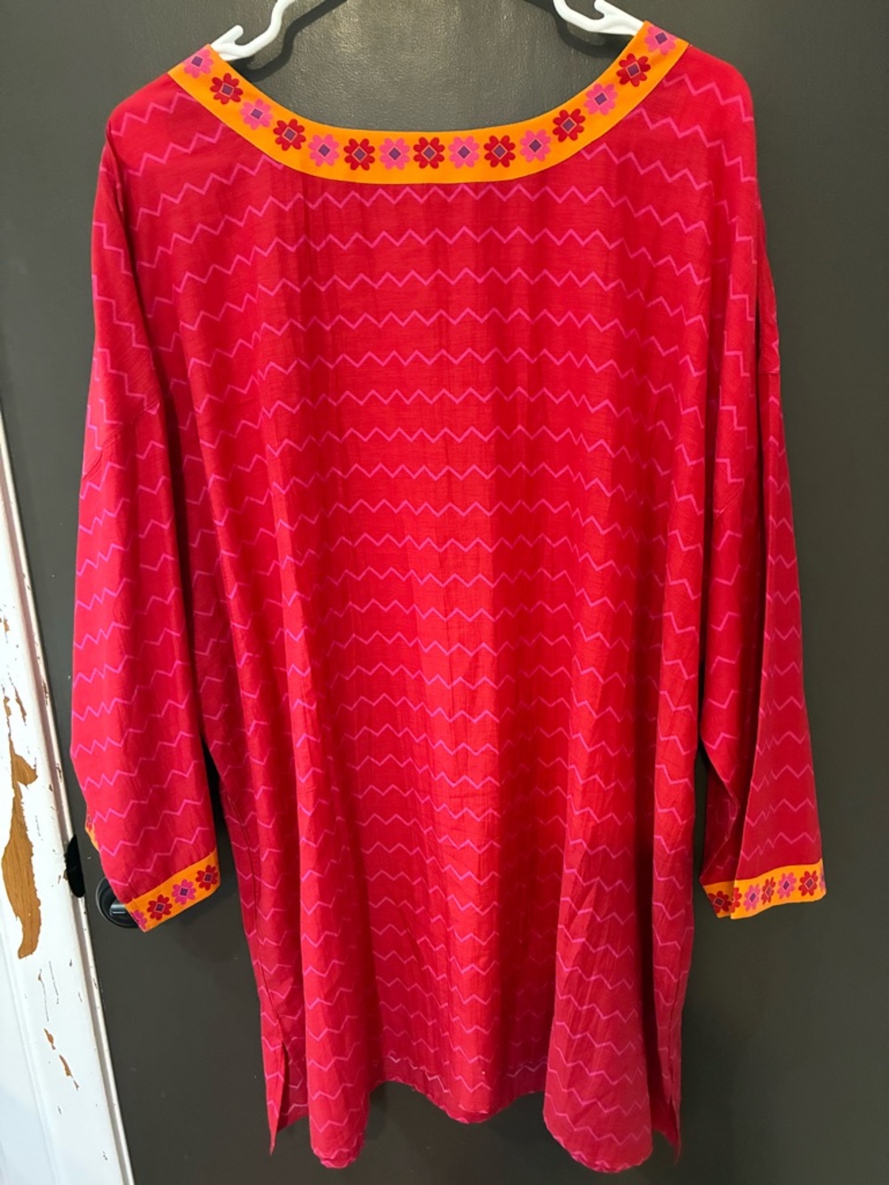 Gudrun Sjöden Pink + Orange organic & ethically made Patterned SILK/Cotton Tunic